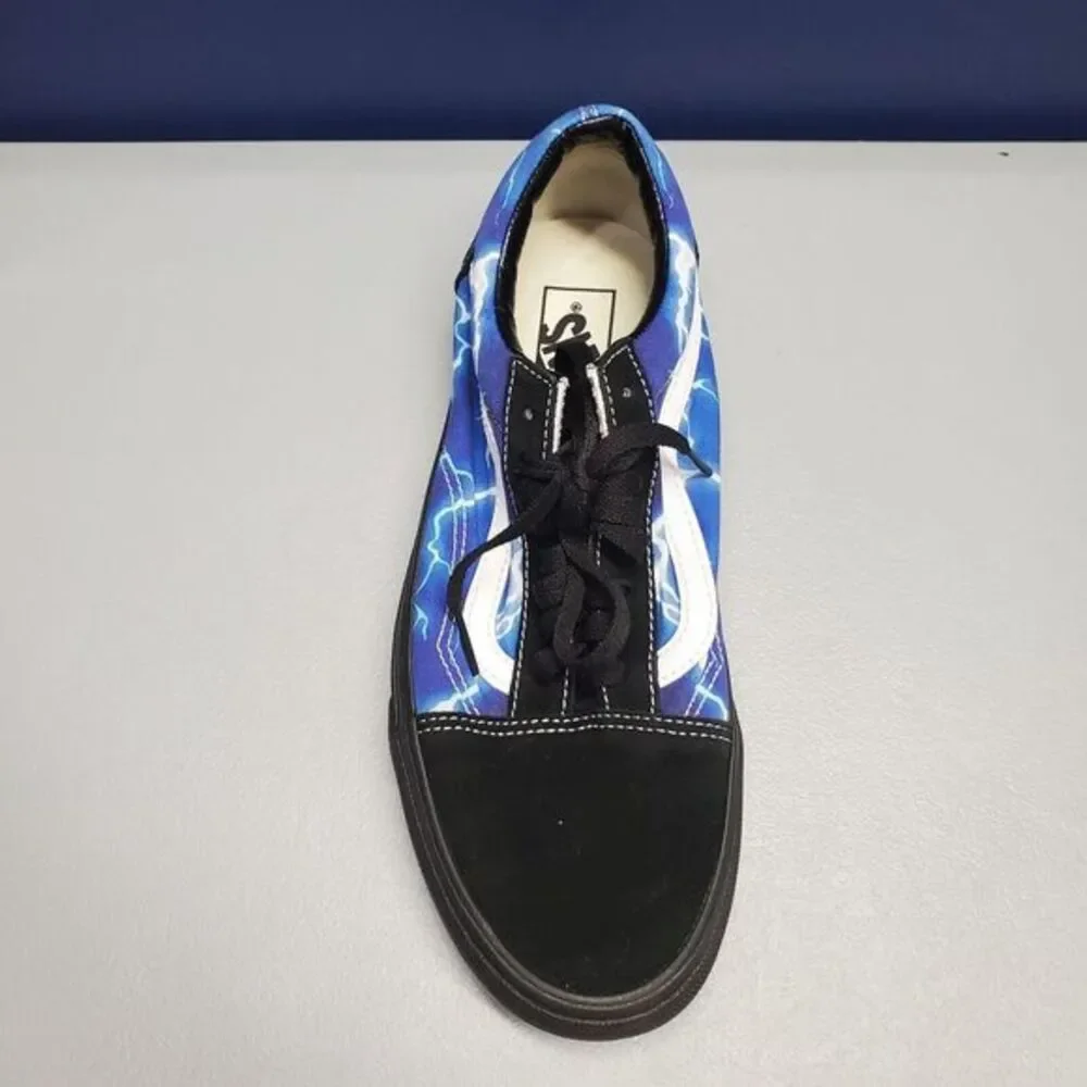 VANS Sk8 Low Top Sneakers Men 8.5 Women 10 Blue Black‎ Fabric Lightning 500714